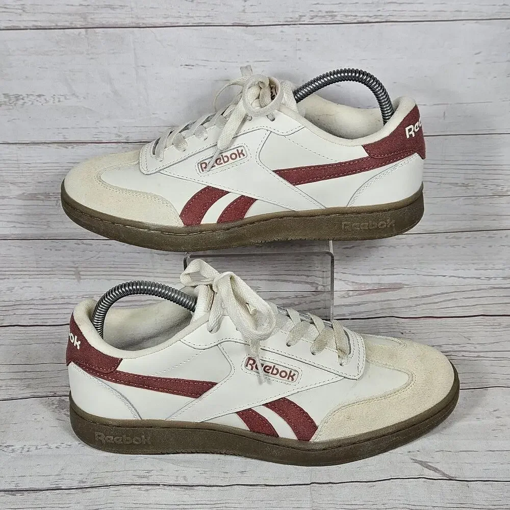 Reebok Classic Shoes Women’s White Burgundy US 8 Leather Suede Sneakers